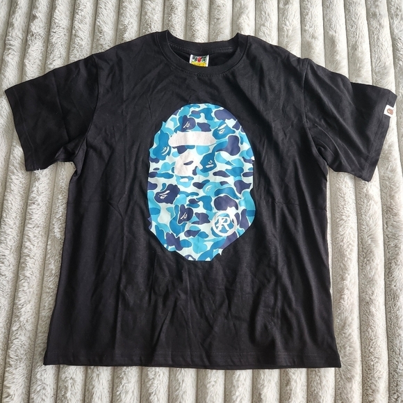 Bape Other - Bape Camo Ape Face Black And Blue T-Shirt Mens Size Large